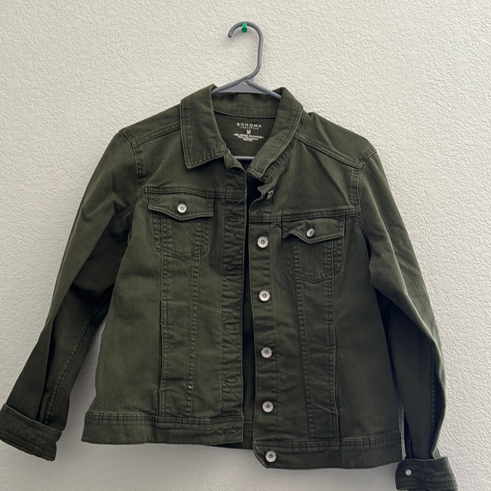 Womens Green Denim Jacket